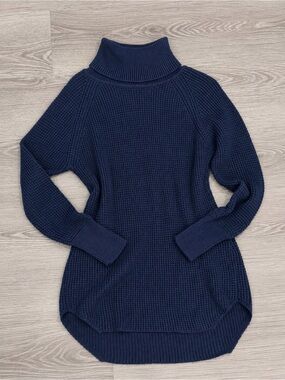 Seven Sisters Navy Blue Chunky Turtleneck Tunic Sweater – XS